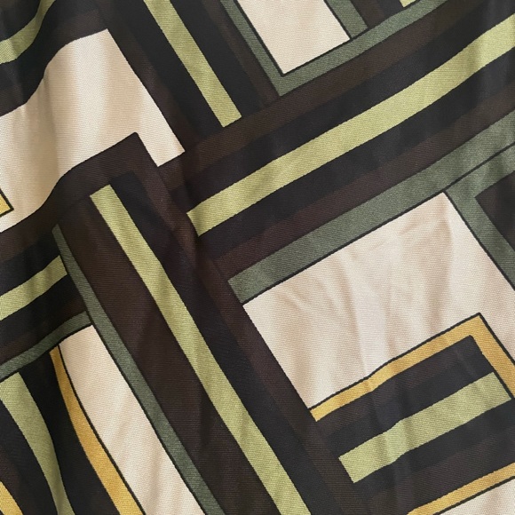 Ann Taylor Loft Dress Sz 12 P Beige Brown Artsy Geometric Print Dressy - Picture 3 of 5